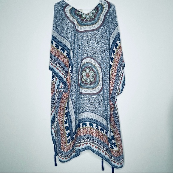 Soft Surroundings Boho Tassels Embellished Mixed Print Cardigan Kimono One Size - Picture 12 of 16
